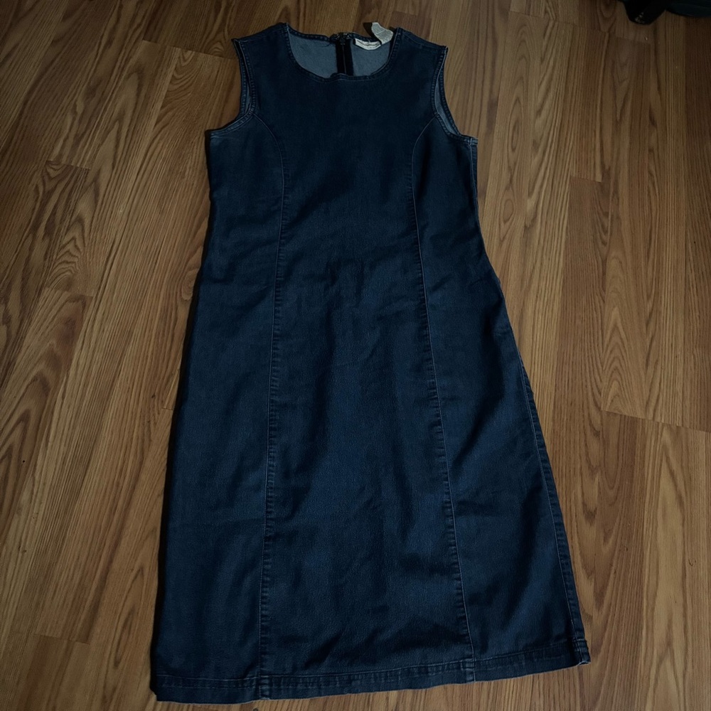 Expressions Vintage Dark Wash Denim Chambray Shift‎ Tank Midi Dress Western